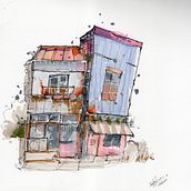 My project for course: Expressive Architectural Sketching with Colored Markers. Sketching, Drawing, Architectural Illustration, Sketchbook & Ink Illustration project by Daya Jeemon - 08.19.2023