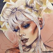 Fairy Moon. Traditional illustration, Pattern Design, Sketching, Drawing, Artistic Drawing, and Digital Design project by Bryn Phillips Nguyen - 08.19.2023
