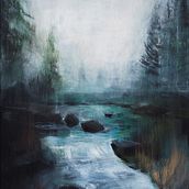 The Stream of Life - painting on canvas, water theme. Painting project by Klaudia Więcko - 04.15.2022