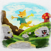 Fox vs sheep. Traditional illustration, and Children's Illustration project by Khang Nguyen - 08.21.2023