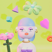 Mi proyecto del curso: Creación de personajes kawaii en 3D con Blender. Un proyecto de Ilustración tradicional, Diseño de personajes, Ilustración digital y Modelado 3D de Isabel Hidalgo - 21.08.2023