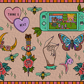 Cindy flash sheet. Tattoo Design, Traditional illustration, Drawing, Digital Illustration, and Digital Drawing project by Svenne Vijgen - 03.14.2022