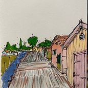 Mon projet du cours : Esquisses d'architecture expressives aux feutres de couleur. Een project van  Schetsen,  Tekening,  Architecturale illustratie, Sketchbook y  Illustratie met inkt van Marie Martet - 21.08.2023