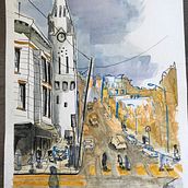 My project for course: Urban Sketching: Create Expressive Cityscapes. Un projet de Peinture, Esquisse , Dessin, Aquarelle, Carnet de croquis et Illustration à l'encre de bvmrq4cx25 - 21.08.2023