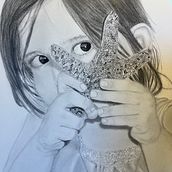 Peek a Boo. 9 x 12 graphite on Arches Watercolor paper. Pencil Drawing, and Sketching project by Lisa Edwards - 08.21.2023