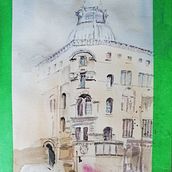 My project for course: Architectural Sketching with Watercolor and Ink. Sketching, Drawing, Watercolor Painting, Architectural Illustration, Sketchbook & Ink Illustration project by Audrey Meuse - 08.23.2023