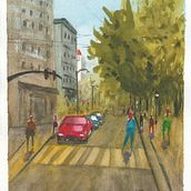 Mi proyecto del curso: Paisajes urbanos en acuarela. Fine Arts, Watercolor Painting, and Architectural Illustration project by Rodolfo Arroyo Vargas - 08.25.2023