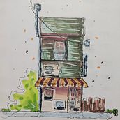 Mon projet du cours : Esquisses d'architecture expressives aux feutres de couleur. Sketching, Drawing, Architectural Illustration, Sketchbook & Ink Illustration project by Adeline - 08.21.2023