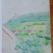 Mon projet du cours : Paysages : approche par le carnet de dessin et la couleur. Sketching, Creativit, Pencil Drawing, Drawing, and Sketchbook project by marinadb - 08.29.2023