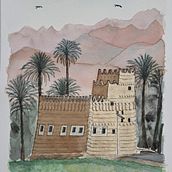 Mud House in Najran Province KSA. Traditional illustration, and Watercolor Painting project by Ian Macfarlane - 08.30.2023