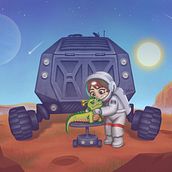 An astronaut veterinary . Traditional illustration project by Alini Laube - 06.17.2023