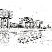 Mein Abschlussprojekt für den Kurs: Urbane Architekturskizzen mit Tusche. Traditional illustration, Sketching, Drawing, Architectural Illustration & Ink Illustration project by Mechthild Hendricks - 08.31.2023