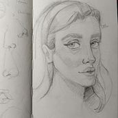 Mi proyecto del curso: Cuaderno de retratos a línea con grafito. Fine Arts, Sketching, Drawing, Portrait Drawing, and Sketchbook project by noyoyotl - 08.29.2023