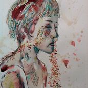 Mi proyecto del curso: Retrato experimental con tinta, alcohol y té. Projekt z dziedziny  Sztuki piękne,  Malarstwo,  R, sunek,  R i sunek atramentem użytkownika safdieruth - 03.09.2023