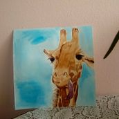 Jirafa en acuarela. Een project van Traditionele illustratie, Craft,  Beeldende kunst, Schilderij,  Creativiteit,  Tekening, Aquarelschilderen y  Artistieke tekening van Oihana Aguirre Miñana - 03.09.2023