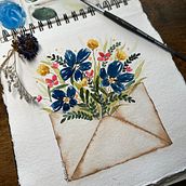 My project for course: Floral Arrangement Illustration in Watercolor. Traditional illustration, Fine Arts, Painting, Watercolor Painting, Botanical Illustration, and Naturalistic Illustration project by Amy Lagers - 09.04.2023