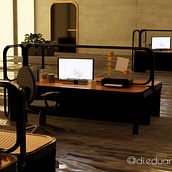 Diseño de escritorio de metal y madera, modelado y renderizado en Blender . Design, Furniture Design, Making, Industrial Design, Product Design, Interior Design, Spatial Design, 3D Modeling, 3D Design, and 3D project by Eduardo Saucedo - 09.04.2023