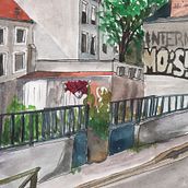 Projet urban sketching. Traditional illustration, Sketching, Drawing, Watercolor Painting, Architectural Illustration, and Sketchbook project by sian12 - 07.04.2023