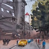 Il mio progetto del corso: Paesaggi urbani ad acquerello. Een project van  Beeldende kunst, Aquarelschilderen y  Architecturale illustratie van nenena22 - 07.09.2023