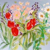Mi proyecto del curso: Pintura floral expresiva con acrílicos. Un proyecto de Bellas Artes, Pintura, Pintura acrílica e Ilustración botánica de Mary Lopez - 07.09.2023