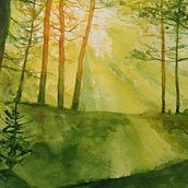 Mój projekt z kursu: Oniryczne pejzaże akwarelą: maluj światłem. Un proyecto de Pintura y Pintura a la acuarela de justyna_marcel - 08.09.2023