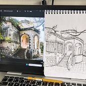 Meu projeto do curso: Desenho arquitetônico expressivo com marcadores coloridos. Sketching, Drawing, Architectural Illustration, Sketchbook & Ink Illustration project by Andre Morais - 09.09.2023