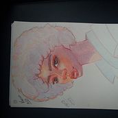 Meu projeto do curso: Desenho de retratos vibrantes com lápis de cor. Drawing, Portrait Drawing, Sketchbook, and Colored Pencil Drawing project by Karine C F Alves - 09.09.2023
