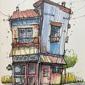 My project for course: Expressive Architectural Sketching with Colored Markers. Esboçado, Desenho, Ilustração arquitetônica, Sketchbook e Ilustração com tinta projeto de Margie Forestier - 07.09.2023
