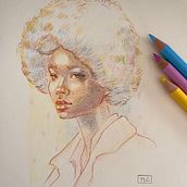 Mi proyecto del curso: Dibujo de retratos llamativos con lápices de colores. Un progetto di Disegno, Disegno di ritratti, Sketchbook e Disegno con matite colorate di palopez_cia - 10.09.2023