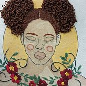 My project for course: Embroidered Portraits in Watercolor. Painting, Watercolor Painting, Embroider, and Textile Design project by Simone Brown - 09.11.2023