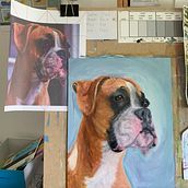 Mon projet du cours : Portraits d'animaux de compagnie à la peinture à l'huile. Fine Arts, Painting, Oil Painting, and Naturalistic Illustration project by danielleparent - 09.13.2023
