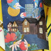 Mon projet du cours : Peinture à la gouache : créez des illustrations poétiques. Un proyecto de Ilustración tradicional, Bellas Artes, Pintura y Pintura gouache de Emilie Virtuelle - 19.09.2023