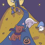 Diseño de mundos kawaii: "I´ll do a trick for a treat". Een project van Ontwerp van personages, Digitale illustratie y Manga van Ana Ruiz - 20.09.2023
