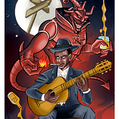 Blues da encruzilhada. Design, Traditional illustration, Digital Illustration, and Digital Design project by Paulo Edson Alves de Araújo - 09.21.2023