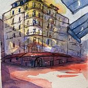 My project for course: Architectural Sketching with Watercolor and Ink. Un proyecto de Bocetado, Dibujo, Pintura a la acuarela, Ilustración arquitectónica, Sketchbook e Ilustración con tinta de Divya Subramaniam - 21.09.2023