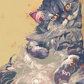 Gatetes - Ilustraciones de gatos como estudios de color en Procreate. Fine Arts, Children's Illustration, and Digital Illustration project by Natalia Cases - 09.22.2023