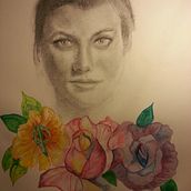 woman with flowers. Un progetto di Disegno di ritratti di philstore - 24.09.2023