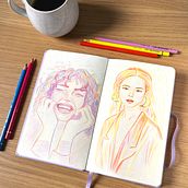 Final Project: Portrait Drawing with Colored Pencils. Un proyecto de Dibujo, Dibujo de Retrato, Sketchbook y Dibujo con lápices de colores de Paula - 26.09.2023