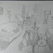 Mon projet du cours : Art de la perspective : appropriez-vous les espaces intérieurs . Traditional illustration, Architecture, Drawing, and Architectural Illustration project by Trysken Van Crombrugge - 09.26.2023