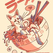 PRRRAMEN: CAT AND NOODLES. Traditional illustration, Marketing, Digital Illustration, Digital Drawing, and Business project by Aleejandro Danilo - 09.27.2023