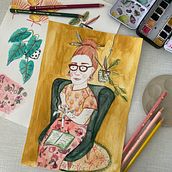 Mein Abschlussprojekt für den Kurs: Verspielte Illustration mit Aquarellfarben und Buntstiften. Un proyecto de Ilustración tradicional, Pintura, Pintura a la acuarela, Dibujo de Retrato y Dibujo con lápices de colores de Miriam Nowak - 03.10.2023
