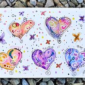 Tanti cuori in chiazze di colore . Traditional illustration, Sketching, Creativit, Drawing, Watercolor Painting, and Sketchbook project by Angela Demi - 10.05.2023