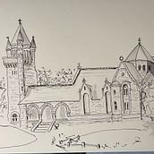 Oakwood Cemetery, Troy, NY - Project for Expressive Architectural Sketching with Colored Markers. Un proyecto de Bocetado, Dibujo, Sketchbook e Ilustración arquitectónica de sheryl.galinski - 05.10.2023