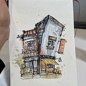 My project for course: Expressive Architectural Sketching with Colored Markers. Un projet de Esquisse , Dessin, Illustration architecturale, Carnet de croquis et Illustration à l'encre de Tiana NQ - 05.10.2023