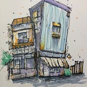 My project for course: Expressive Architectural Sketching with Colored Markers. Sketching, Drawing, Architectural Illustration, Sketchbook & Ink Illustration project by Robert Emond - 10.07.2023
