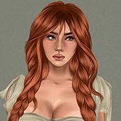 Portrait of a young girl with pigtails in the program Infinite Painter. Un proyecto de Dibujo digital, Dibujo, Ilustración digital, Pintura digital y Dibujo de Retrato de Anastasiia Piankova - 07.10.2023