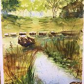 My project for course: Natural Landscapes in Watercolor. Un proyecto de Bellas Artes, Pintura y Pintura a la acuarela de robyn_687 - 09.10.2023