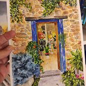 Mi proyecto del curso: Ilustración de escenas con acuarela y pluma estilográfica. Un proyecto de Pintura, Bocetado, Pintura a la acuarela, Ilustración arquitectónica e Ilustración con tinta de Carme Farrerons - 11.10.2023