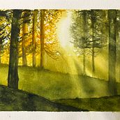 Mi proyecto del curso: Paisajes de ensueño con acuarela: plasma la luz. Un proyecto de Pintura, Pintura a la acuarela y Bellas Artes de betzigonzaleztovar - 13.10.2023