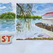 My project for course: Watercolor Travel Journal. Un proyecto de Ilustración tradicional, Pintura a la acuarela, Ilustración arquitectónica y Sketchbook de robyn_687 - 14.10.2023